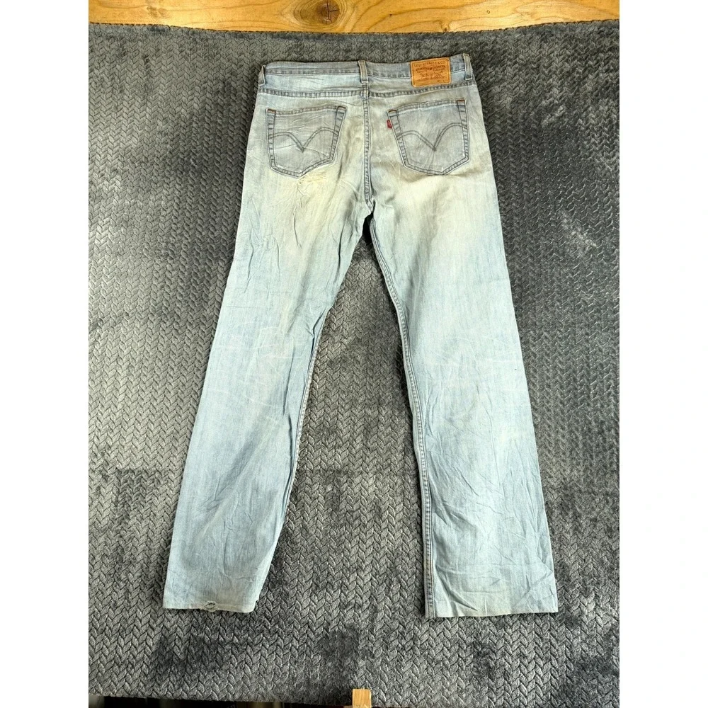 Vintage Levi's 752 Jeans Mens‎ 34x32 Blue Denim Straight Leg Stretch Distressed